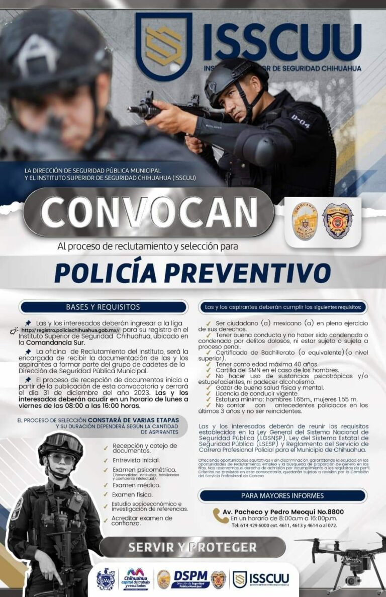 Abren convocatoria para unirse a la policia municipal