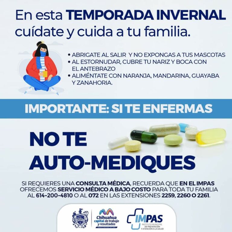 Gobierno municipal recomienda a la población no automedicarse en caso de enfermarse