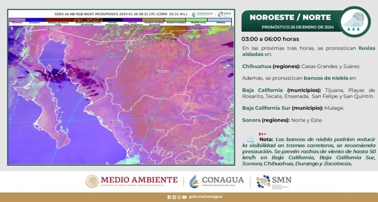 Frente frío traerá ambiente muy fresco por la mañana y templado por la tarde