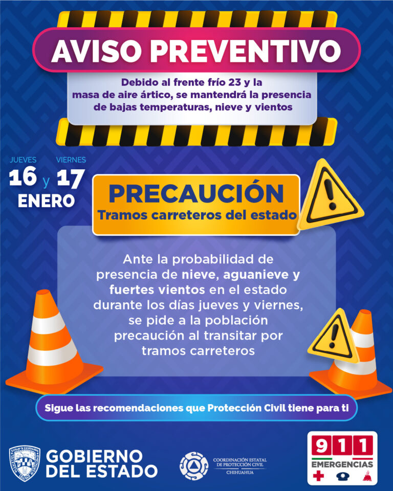 Protección Civil emite alerta por fuertes vientos y lluvias; llaman a extremar precauciones en Chihuahua