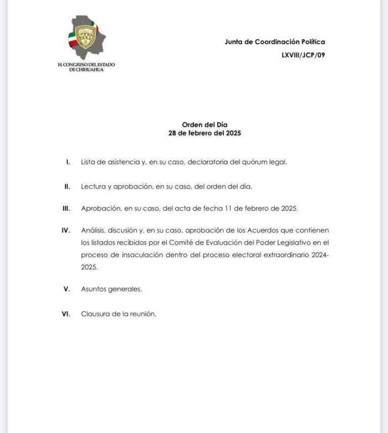 JUCOPO reagenda reunión