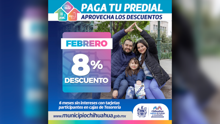 8% de descuento en tu predial este mes