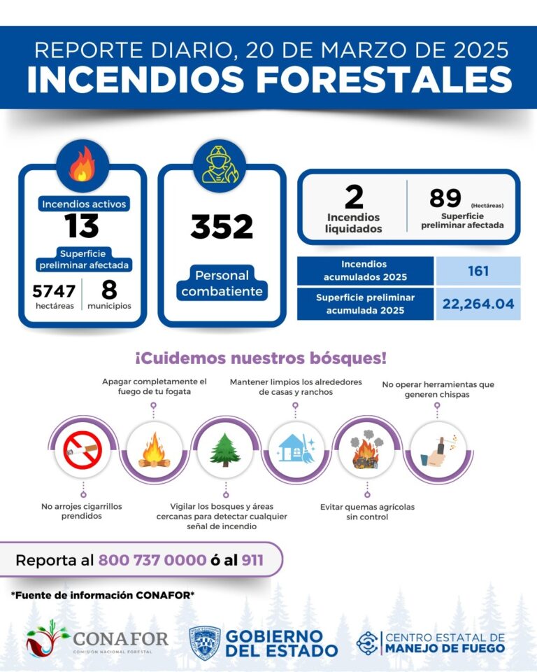 Hay 13 incendios activos en la entidad