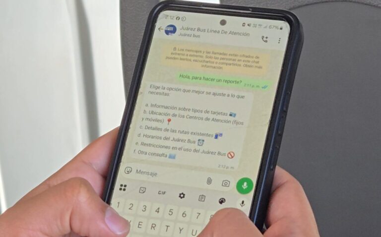 Puedes reportar en linea de atención del JuarezBus