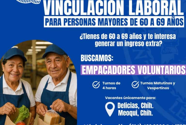 Vacantes laborales para personas mayores en Delicias
