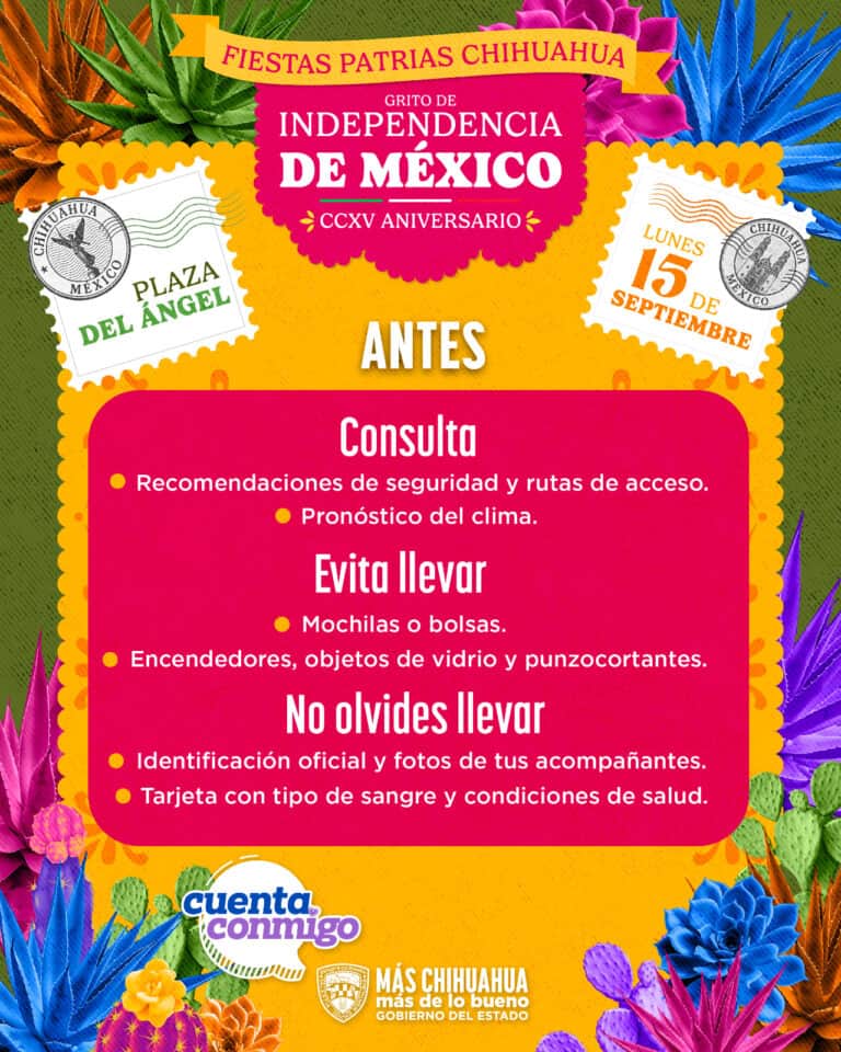 Recomendaciones de protección civil en grito de la independencia