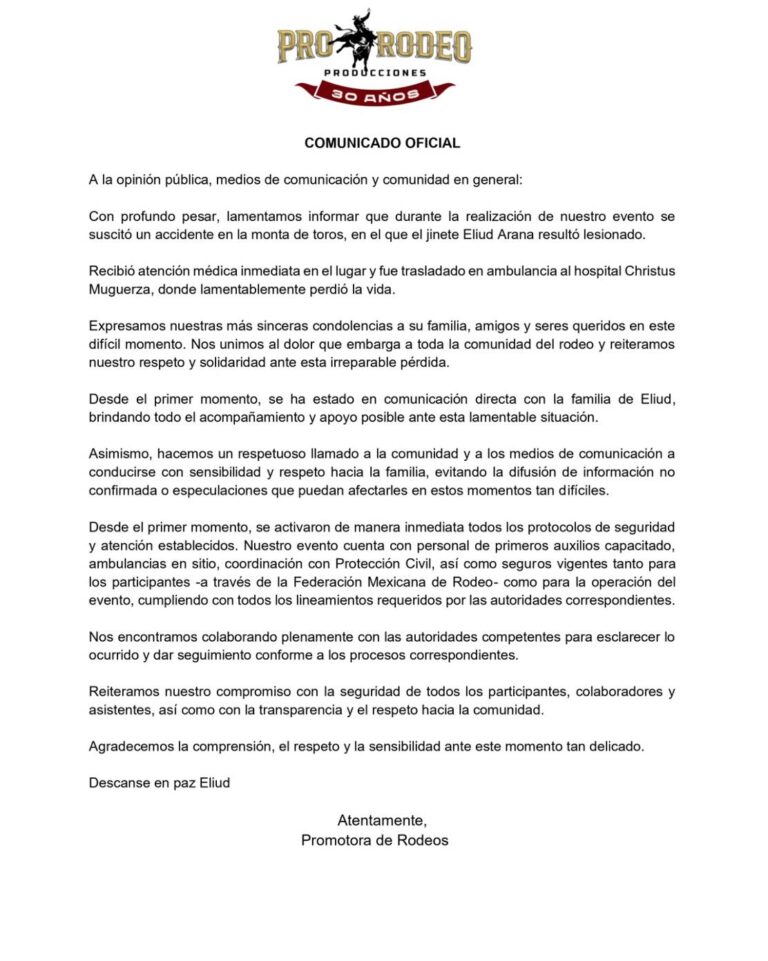 Fallece jinete en rodeo de primavera