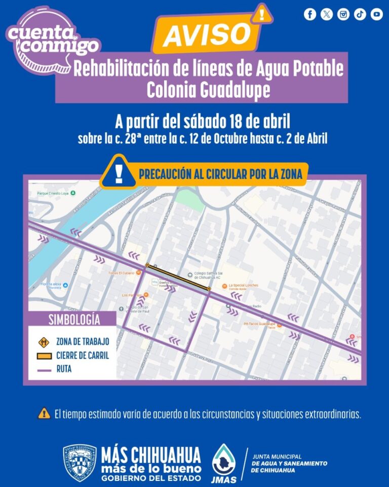 JMAS rehabilitará línea de agua en Guadalupe