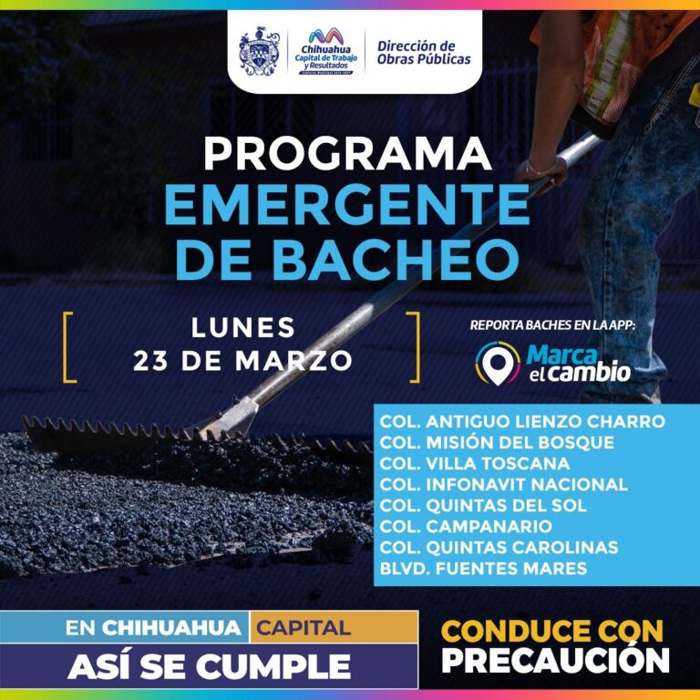 Bachearán ocho zonas este lunes