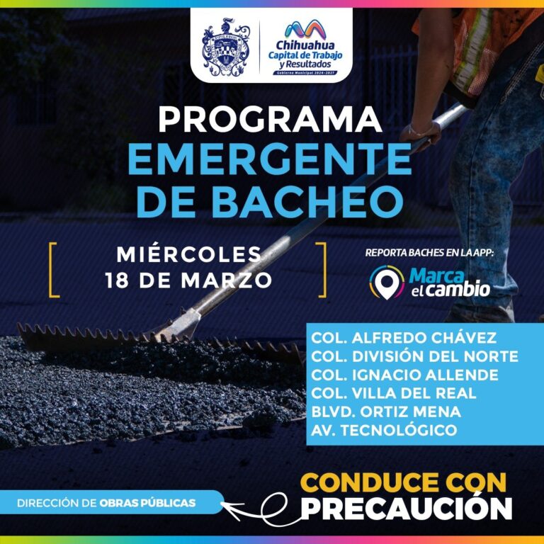Bachearán seis zonas este miércoles