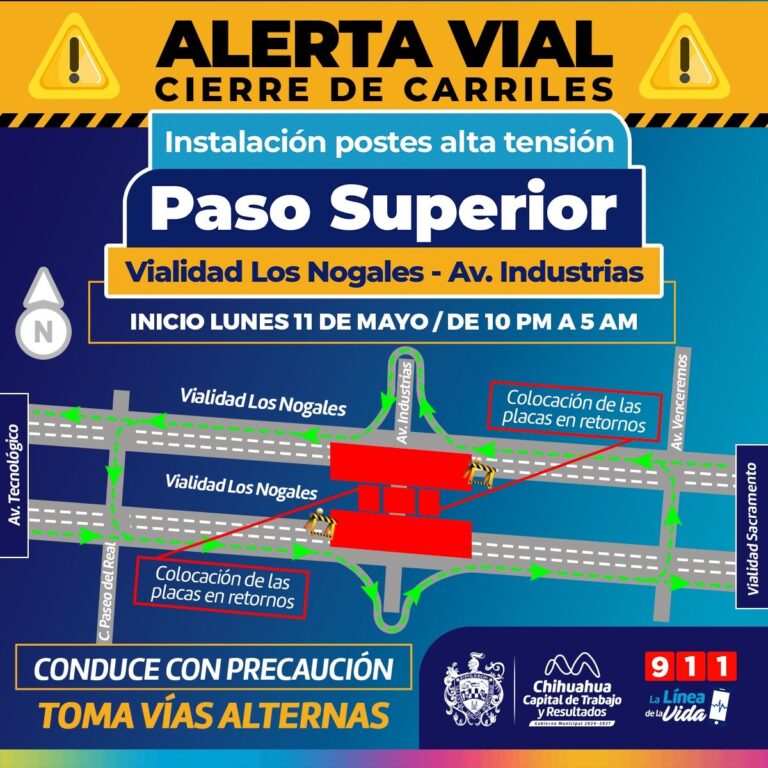 Inician trabajos nocturnos en Paso Los Nogales