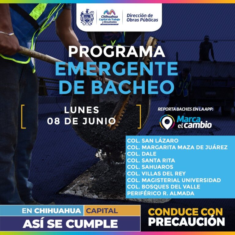 Bacheo llegará hoy a nueve zonas