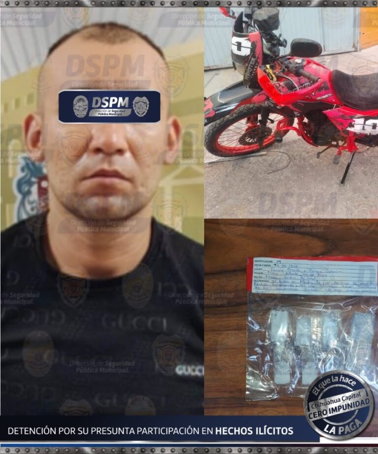 Detienen a motociclista con presunto cristal