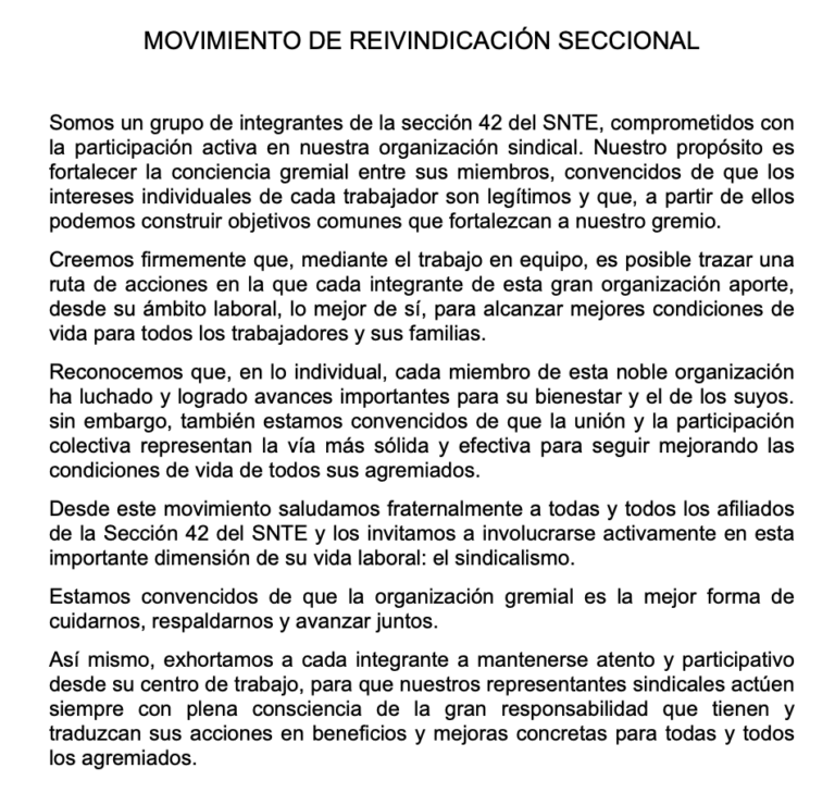 Impulsan mayor participación sindical en Sección 42