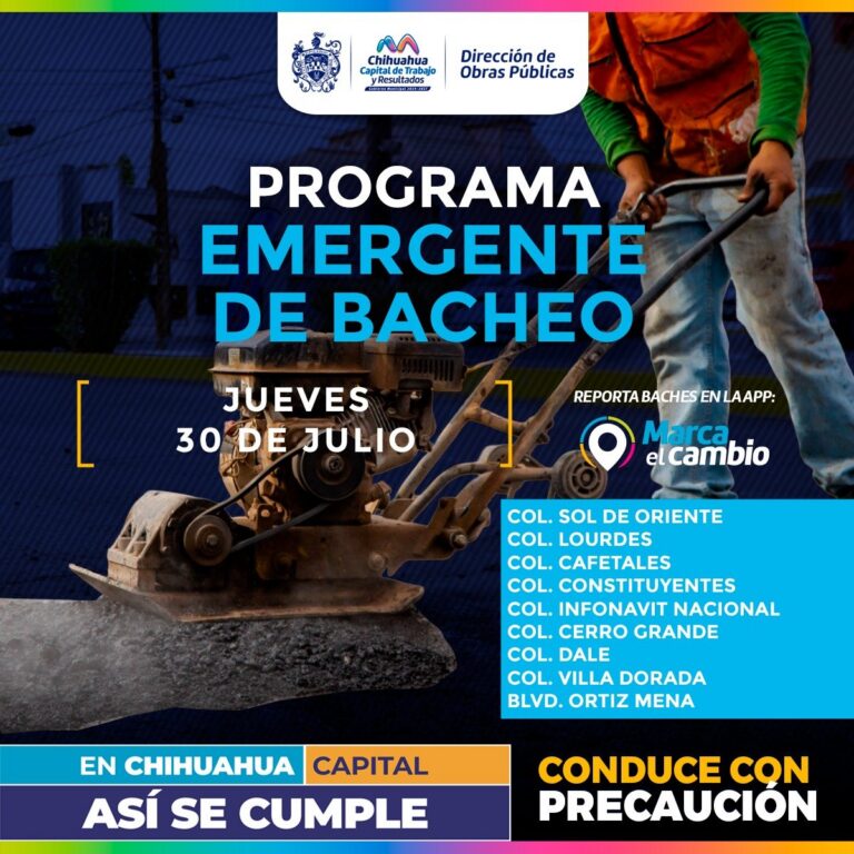 Bacheo llegará hoy a nueve zonas