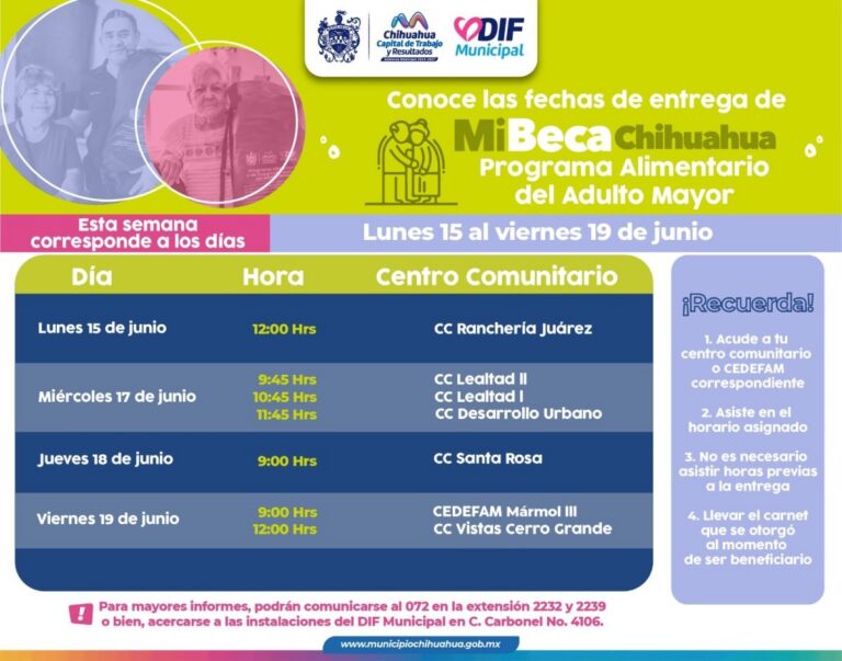 DIF publica horarios de entrega del PAAM