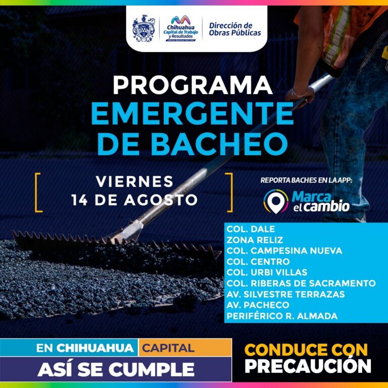 Bacheo cubrirá nueve zonas este viernes
