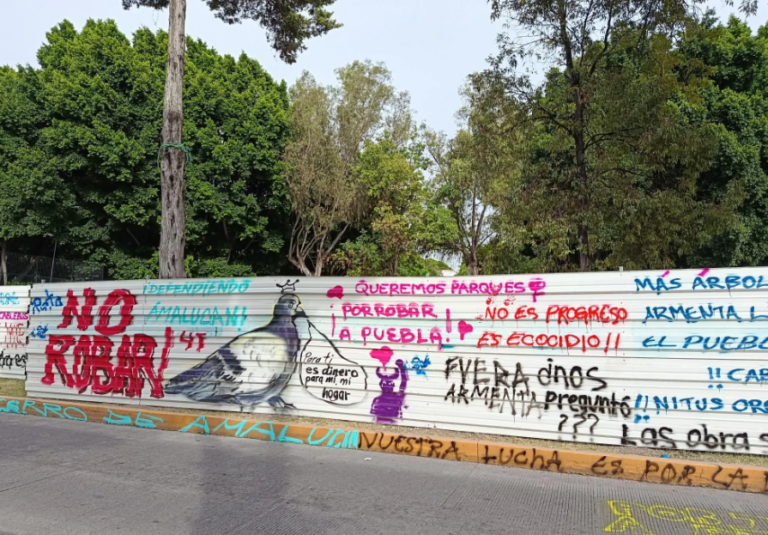 Protestan contra obra del cablebús en Puebla