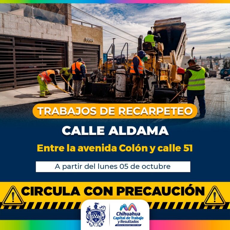 Recarpeteo en Aldama iniciará este lunes